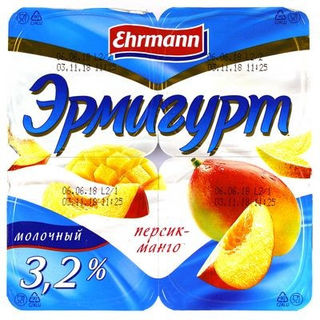 Йогурт Эрмигурт персик-манго 3,2% 100г